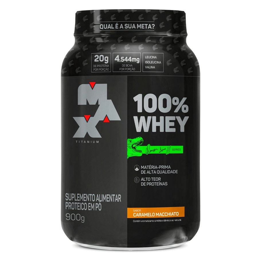 100% Whey Dino 900g Caramelo Macchiato — Max Titanium